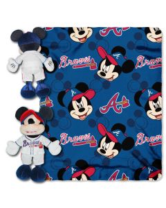 The Northwest Company Braves -Disney 40x50 Fleece Throw w/ 14" Plush Mickey Hugger