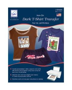 June Tailor Dark T-Shirt Iron-On Ink Jet Transfer Sheets 8.5"X11" 3/Pkg-