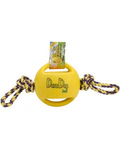 Innovation Pet DuraDogBall Interactive Grip Ball Large W/Tugger Rope-Yellow