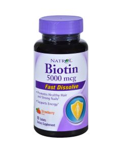 Natrol Biotin - Fast Dissolve - Strawberry - 5000 mcg - 90 Tablets