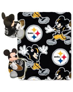 The Northwest Company Steelers -Disney 40x50 Fleece Throw w/ 14" Plush Mickey Hugger