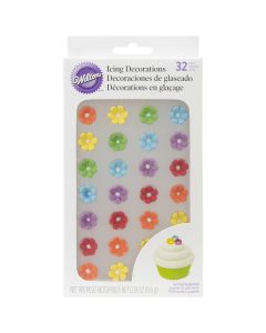 Wilton Royal Icing Decorations 32/Pkg-Rainbow Daisies
