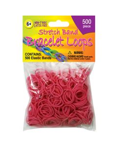 Pepperell Stretch Band Bracelet Loops 500/Pkg-Neon Pink