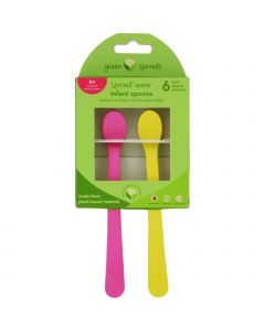 Green Sprouts Infant Spoons - Sprout Ware - 6 Months Plus - Pink Assorted - 6 Pack