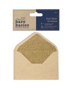 docrafts Papermania Bare Basics Kraft Envelopes 4/Pkg-W/Gold Glitter Inside, 2.75"X4.125"