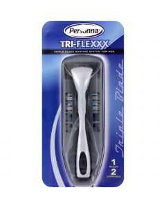 Personna Tri-Flexxx Triple Blade Shaving System For Men - 1 Razor 2 Cartridges