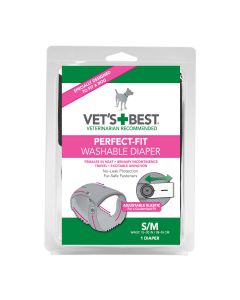 Vet's Best Perfect-Fit Washable Female Dog Diaper 1 pack Small / Medium Gray 5.44" x 1.75" x 7.75"