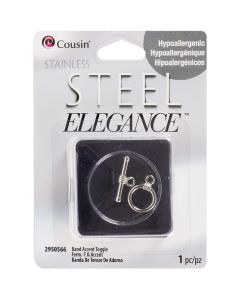 Cousin Stainless Steel Elegance Beads & Findings-Band Accent Toggle 1/Pkg