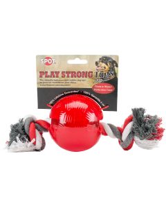 Ethical Pets Play Strong Rubber Ball With Rope 3.75"-