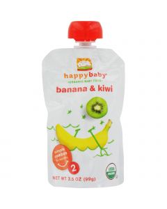 Happy Baby Organic Baby Food Stage 2 Banana and Kiwi - 3.5 oz - Case of 16