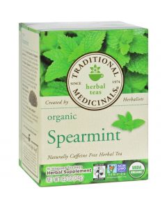 Traditional Medicinals Organic Spearmint Herbal Tea - 16 Tea Bags - Case of 6