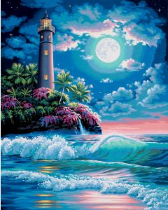 Dimensions Paint Works Paint By Number Kit 16"X20"-Lighthouse In The Moonlight