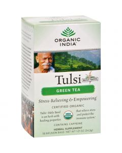 Organic India Tulsi Tea Green Tea - 18 Tea Bags - Case of 6