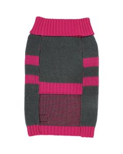 Bh Pet Gear Stripe Sweater Medium 15"-16.5"-Grey/Pink
