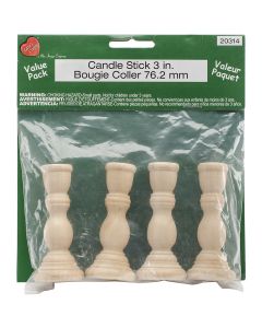 New Image Group Wood Turning Shapes Value Pack-Candlestick 3" 4/Pkg