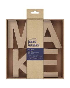 docrafts Papermania Bare Basics Kraft Chipboard 4" 3D Letters 4/Pkg-MAKE