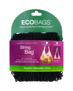 ECOBAGS Market Collection String Bags Long Handle - Black - 10 Bags