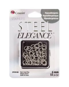 Cousin Stainless Steel Elegance Beads & Findings-6mm Open Jump Rings 55/Pkg