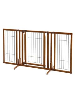 Richell Premium Plus Freestanding Pet Gate with Door Brown 34" - 63" x 26" - 20.5" x 32"