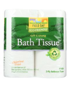 Field Day Bath Tissue - 100 Percent Recycled - 2-Ply - 175 sheets each - 4 rolls - case of 24