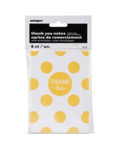Unique Industries Thank You Cards & Envelopes 8/Pkg-Sunflower Yellow Decorative Dots