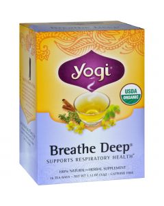 Yogi Organic Breathe Deep Herbal Tea Caffeine Free - 16 Tea Bags - Case of 6