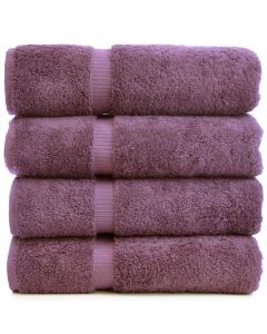 Bare Cotton Luxury Hotel & Spa Towel 100% Genuine Turkish Cotton Bath Towels - Plum - Dobby Border  - Set of 4