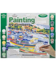 Royal Brush NEW! Paint By Number Kit 15.375"X11.25"-Mediterranean Fishing Boat