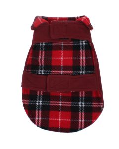 Bh Pet Gear Cozy Coat W/Plaid Lining Extra Small 11"-13"-Pomegranite