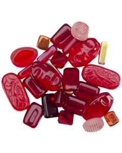 Mode International Square Tube Glass Beads 2oz-Sweep Ruby Red Mix