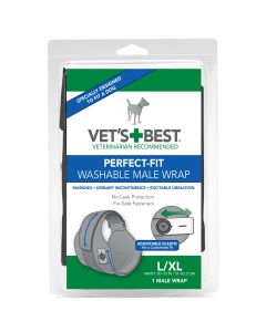Vet's Best Perfect-Fit Washable Male Wrap 1 pack Large / Extra Large Black 6" x 2.13" x 9"