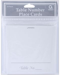 Amscan Table Number Place Cards 50/Pkg-White W/Silver