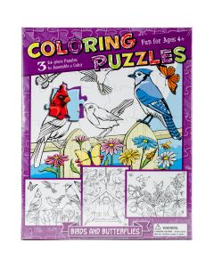 Outset Media Color Your Own Puzzle 24 Pieces 13"X10"-Birds & Butterflies