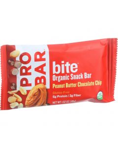 Probar Bite Organic Snack Bar - Peanut Butter Chocolate Chip - 1.62 oz Bars - Case of 12