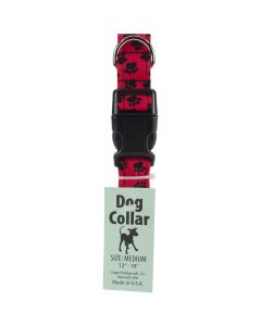 Cape Hobbycraft Medium Black Paw Dog Collar W/Welded D-Ring Buckle-Neck Size 12"X18", 1" Width