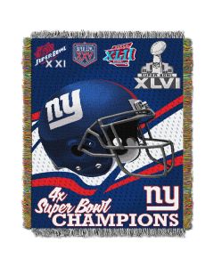 The Northwest Company Giants 4x Champs  "Commemorative" 48x60 Tapestry Throw