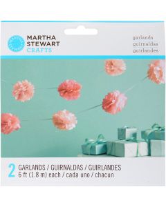 Martha Stewart Pom-Pom Garlands 6' 2/Pkg-Pink