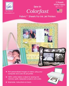June Tailor Colorfast Sew-In Ink Jet Fabric Sheets 8.5"X11" Bulk-White