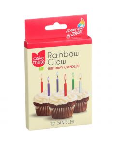 Cake Mate Birthday Party Candles - Rainbow Glow - 12 Count - Case of 12