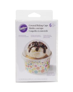 Wilton Baking Cups W/Lids-Dots 6/Pkg