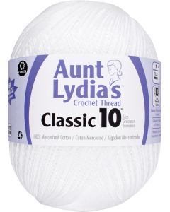 Coats Crochet Aunt Lydia's Classic Crochet Thread Size 10 Jumbo-White