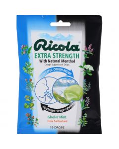Ricola Cough Drop - Glacier Mint Extra Strength - 19 ct - Case of 12