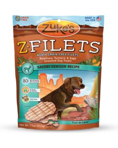 Zuke's Z-Filets Select Grain Free Dog Treat Grilled Venison 7.5 oz.