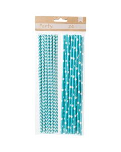 American Crafts DIY Party Paper Straws 24/Pkg-Blue & White