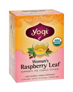 Yogi Organic Woman's Herbal Tea Raspberry Leaf - 16 Tea Bags - Case of 6