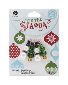 Cousin Tis The Season Charms-Green & White Trees & Snowmen 4/Pkg