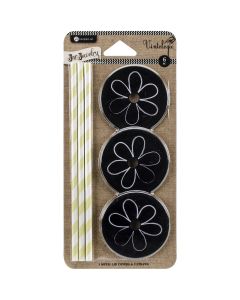 Hampton Art Lids & Straws 3/Pkg-Flower
