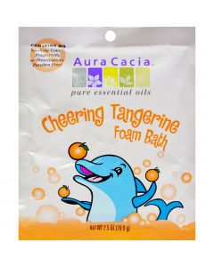 Aura Cacia Cheering Foam Bath Tangerine and Sweet Orange Essential Oils - Case of 6 - 2.5 oz