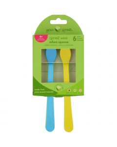 Green Sprouts Infant Spoons - Sprout Ware - 6 Months Plus - Aqua Assorted - 6 Pack