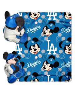 The Northwest Company Dodgers -Disney 40x50 Fleece Throw w/ 14" Plush Mickey Hugger